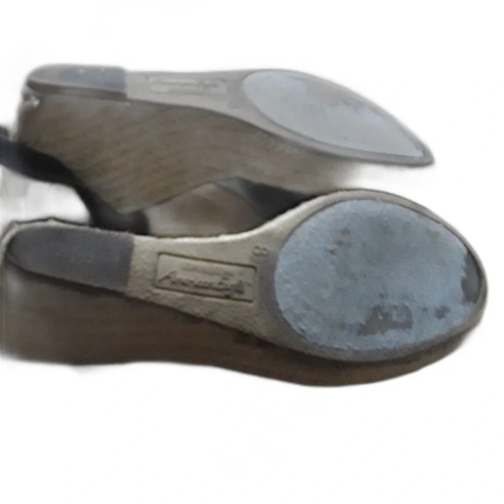 American Eagle espadrilles black wedge sandals size 8